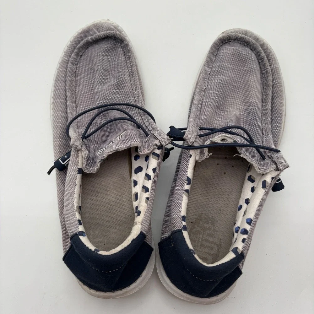 Hey Dude Wally Stretch sock Mens Size 14 Navy White Slip On Loafers 110382521